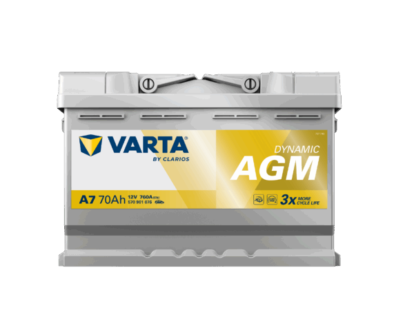 Batterie VARTA AGM pour véhicule Start & Stop 12 volt 70 ah - image vue de face
