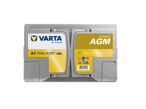 Batterie VARTA AGM pour véhicule Start & Stop 12 volt 70 ah - image vue de haut