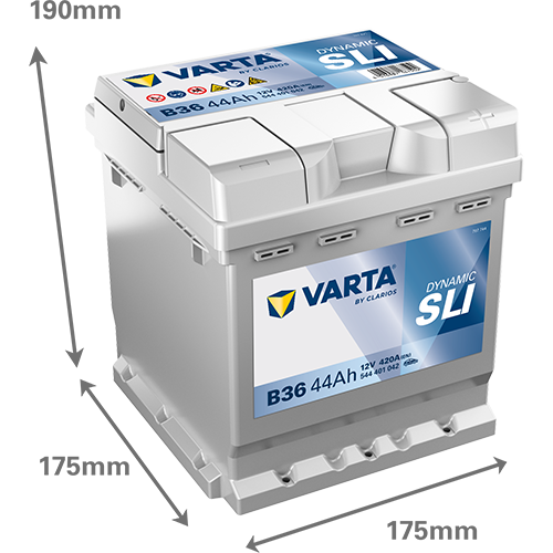 Batterie VARTA SLI B36 12V 44Ah avec dimensions