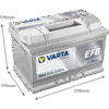Batterie VARTA EFB D54 12V 65Ah avec dimensions