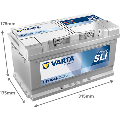 Batterie VARTA SLI F17 12V 80Ah avec dimensions