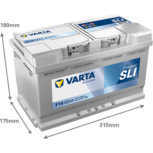 Batterie VARTA SLI F9 12V 85Ah avec dimensions