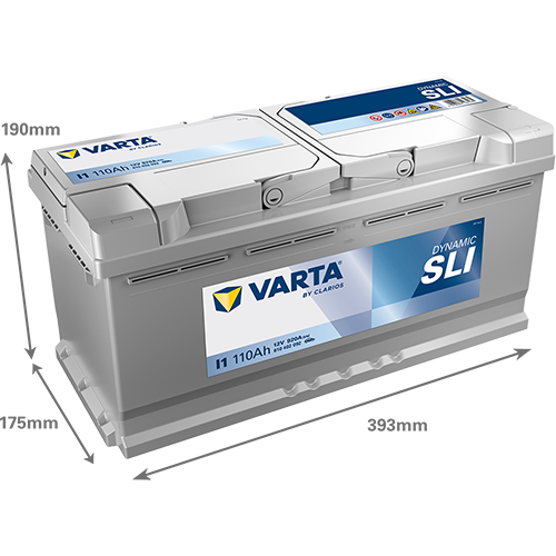 batterie varta I1 12 volt 110 ah bac L6 image avec dimensions