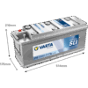 Batterie VARTA SLI J10 12V 135Ah avec dimensions