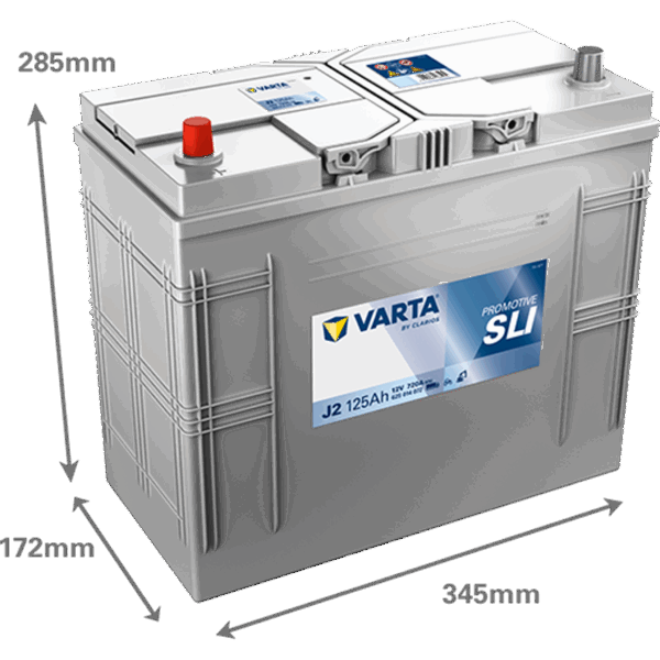Batterie VARTA SLI J2 12V 125Ah avec dimensions