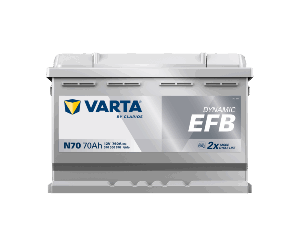 batterie varta technologie efb 12 volt 70 ah bac L3 pour véhicule start and stop, image vue de face