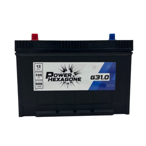 batterie 12v 105 ah 900 ampères au démarrage pour engin de manutention et engin de TP - Image vue de face