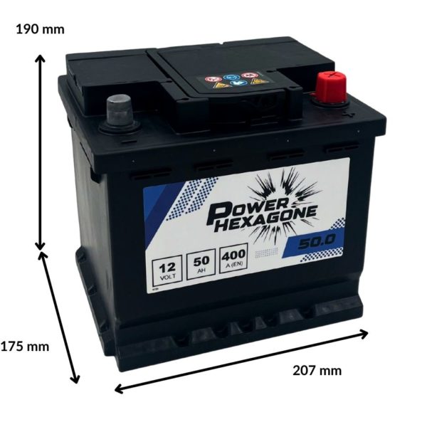 batterie 12 volt 50ah - image avec dimensions