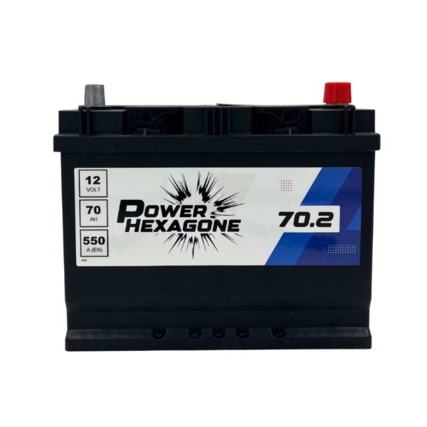batterie 12v 70ah 550 ampères au démarrage + à droite - Image vue de face