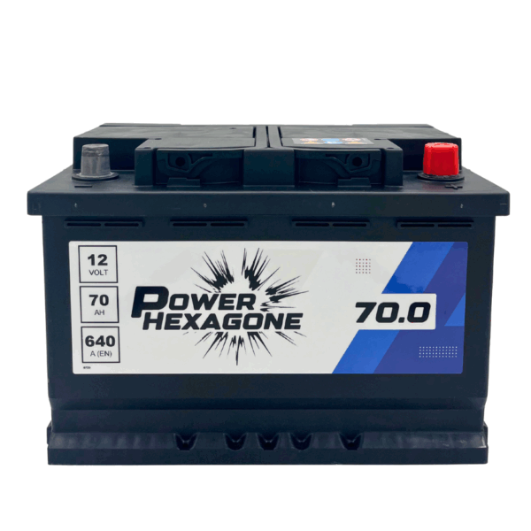 Batterie Power Hexagone 12 volt 70ah 640a vue de face