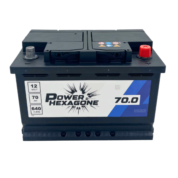 Batterie 12 volt 70 ah 640 a vue de haut