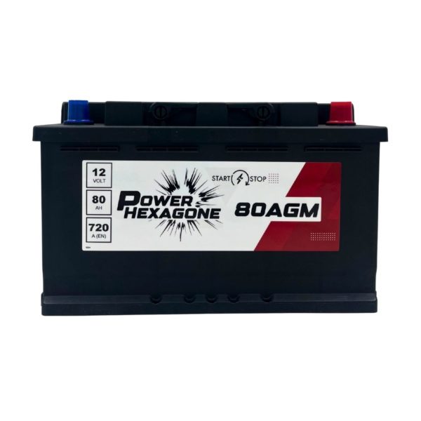 batterie 12 volt 80ah technologie agm pour véhicule avec start & stop - image vue de face