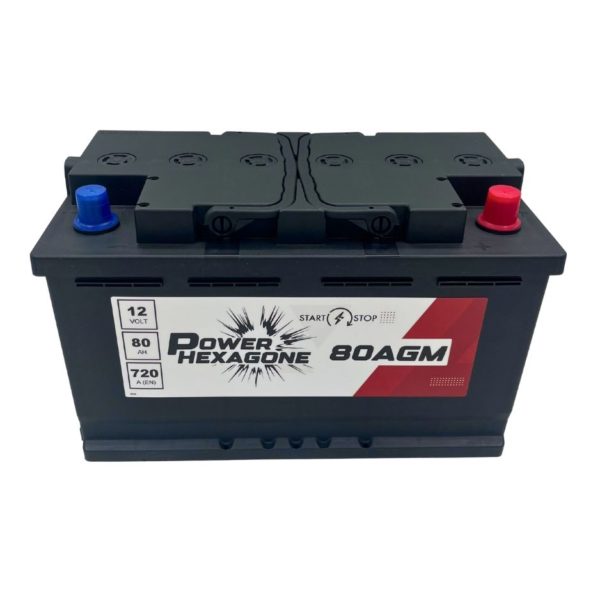 batterie 12 volt 80ah technologie agm pour véhicule avec start & stop - image vue de haut