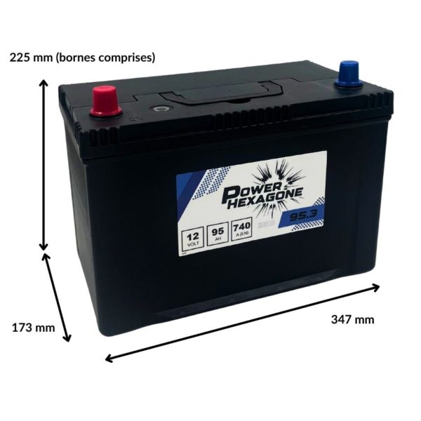 batterie 12 volts 95ah 740a image avec dimensions