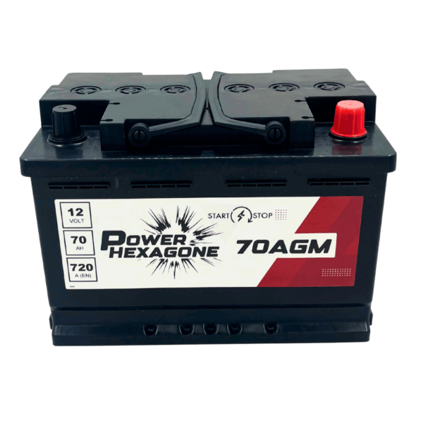 Batterie Power Hexagone AGM pour véhicules start & stop - 12 volt 70ah 720a vue de haut