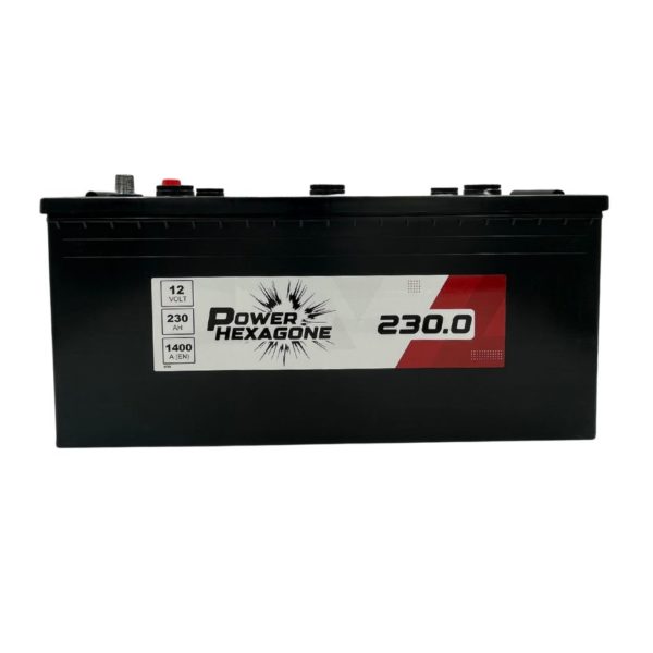 batterie de camion et poids lourd - 12 volts - 230 ampères-heures et 1400 ampères au démarrage - image vue de face