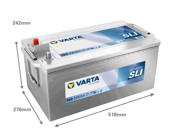 Batterie VARTA SLI N9 12V 225Ah avec dimensions