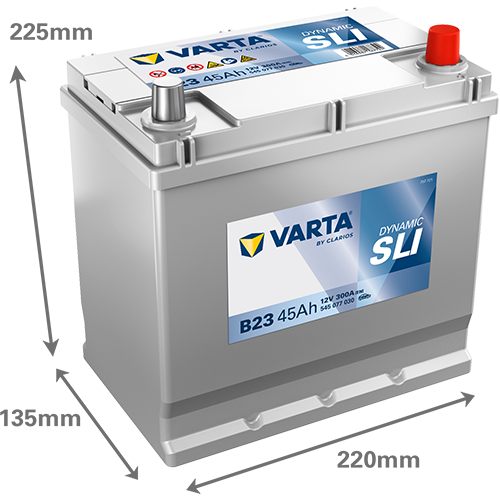Batterie 12 volt 45ah + à droite - image avec dimensions