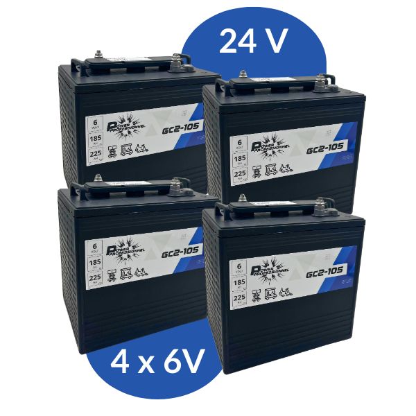 photo du pack batterie 24v - 4 batteries de 6 volt