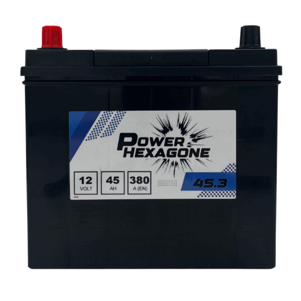 batterie 12 volt 45 ah 380 a - borne positive à gauche - image vue de face