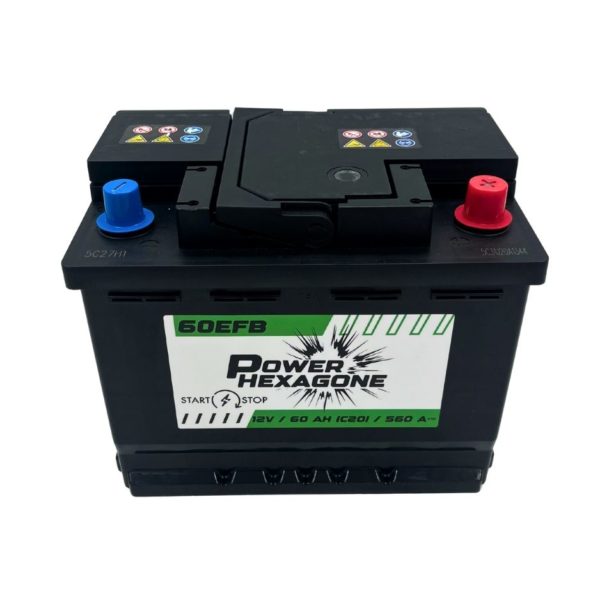 batterie 12 volts 60ah 560 a technologie efb pour véhicule start & stop - image vue de haut