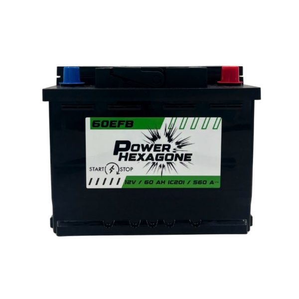 batterie 12 volts 60ah 560 a technologie efb pour véhicule start & stop - image vue de face