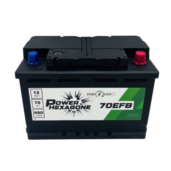 batterie 12 volts 70 ah 680a - technologie efb pour véhicules start&stop - image vue de haut