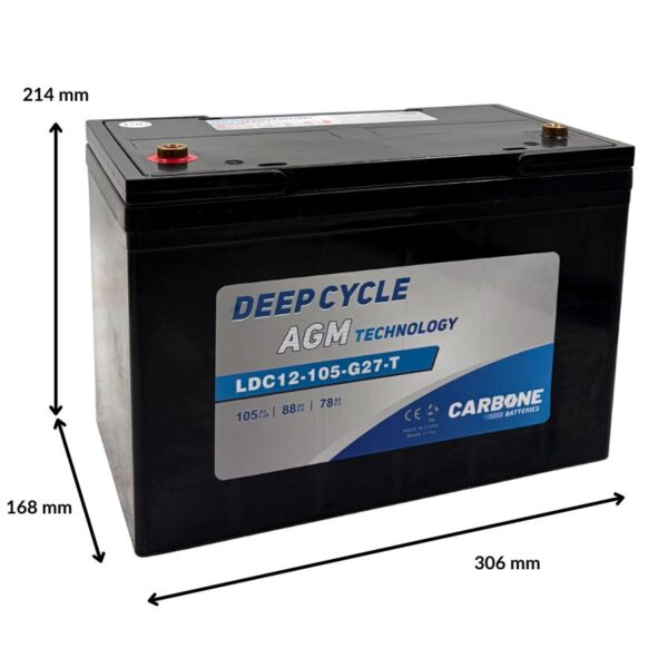 Batterie Traction AGM-GEL 12V 105 Ah C20 – Décharge Lente – LDC12-105