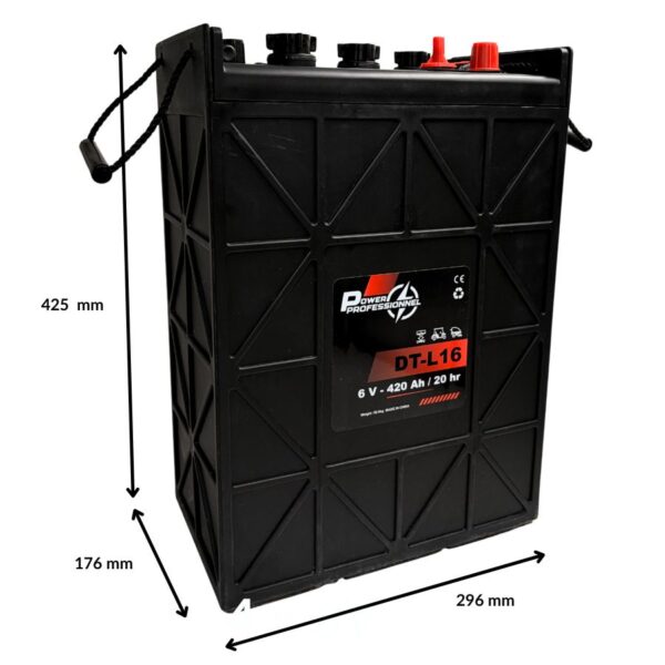 batterie pour nacelle 6 volt 420 ampères-heures avec dimensions