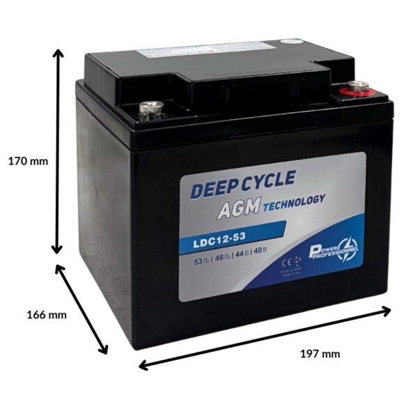 batterie agm pour autolaveuse, transpalette éléctrique ou fauteuil roulant, 12 volt 53ah référence ldc12-53