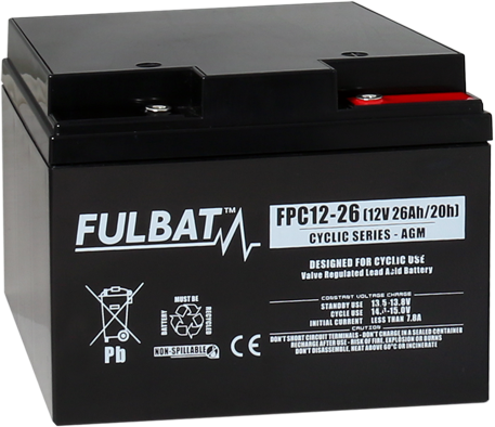 Batterie FULBAT AGM Deep Cycle 12V 26 Ah - Mobilité, Golf et Solaire