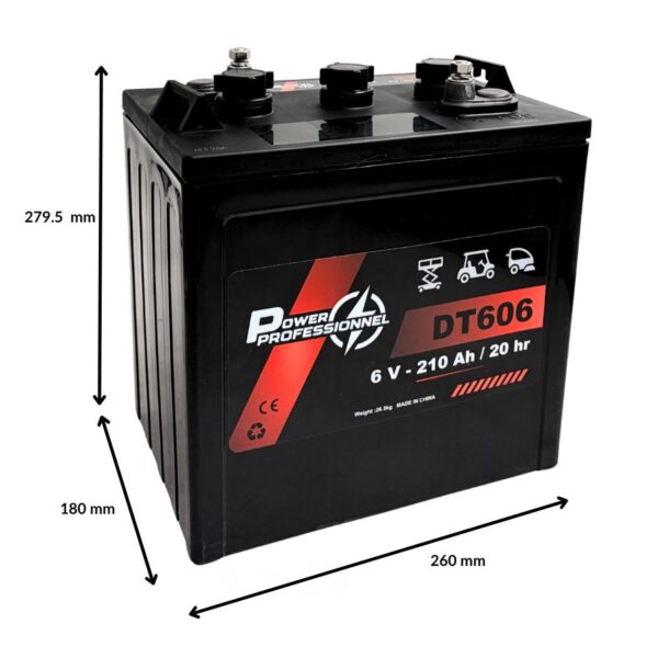 batterie 6 volt 210 ampères-heures avec dimensions