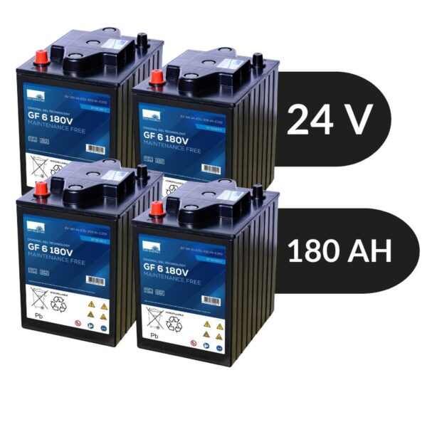4 batteries au gel d'autolaveuse GF06180V - 4 x 6 volt 180 ah au gel