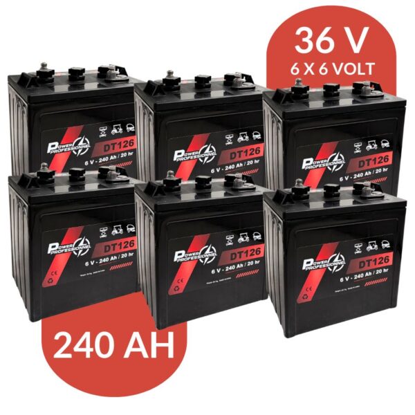 Pack Batterie 36 Volts pour voiturette de golf - 6 x 6 Volt - 240 Ah - DT126